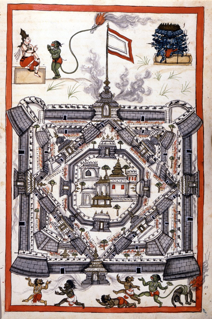 Byen Lanka (Ceylon, Ceylon) i et papirmanuskript fra 1600-tallet. av Unknown artist