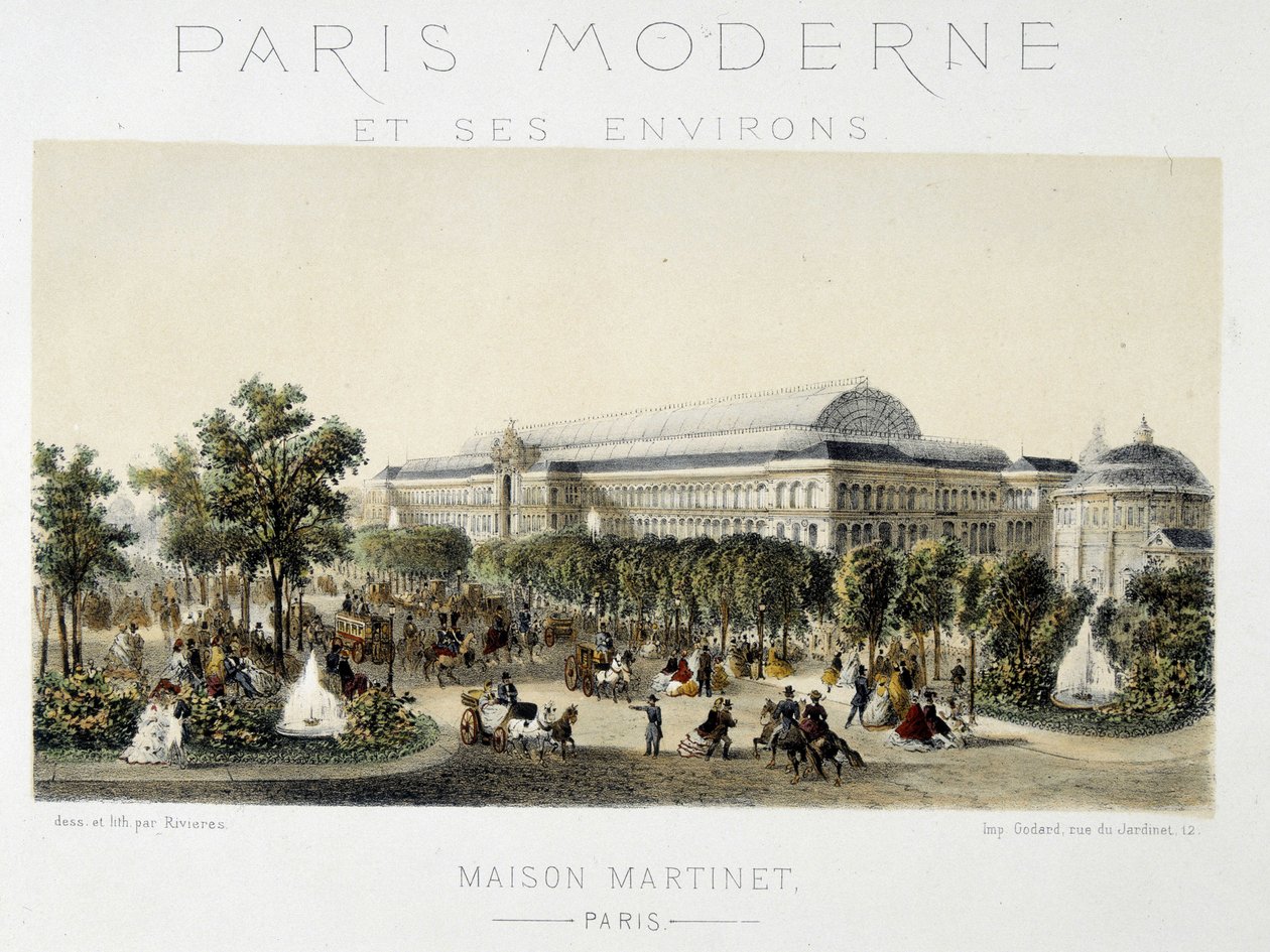 Publikum på Champs-Elysees (Champs Elysees) - litografi av Unknown artist