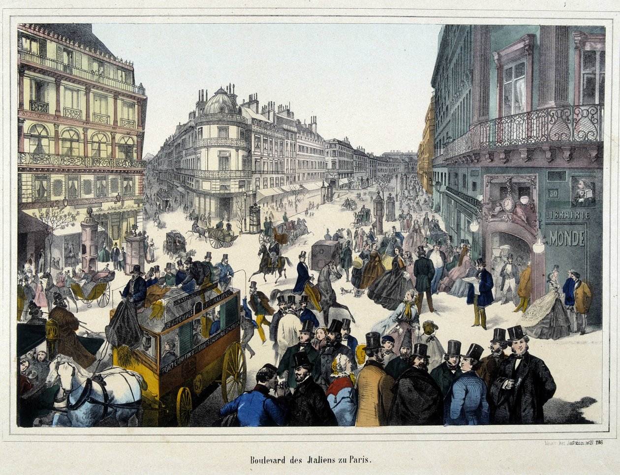 Publikum på boulevard des Italians - gravering av Unknown artist