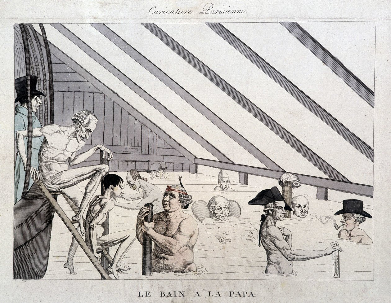 Pappabadet: karikatur på svømmebassengene i Paris av Unknown artist