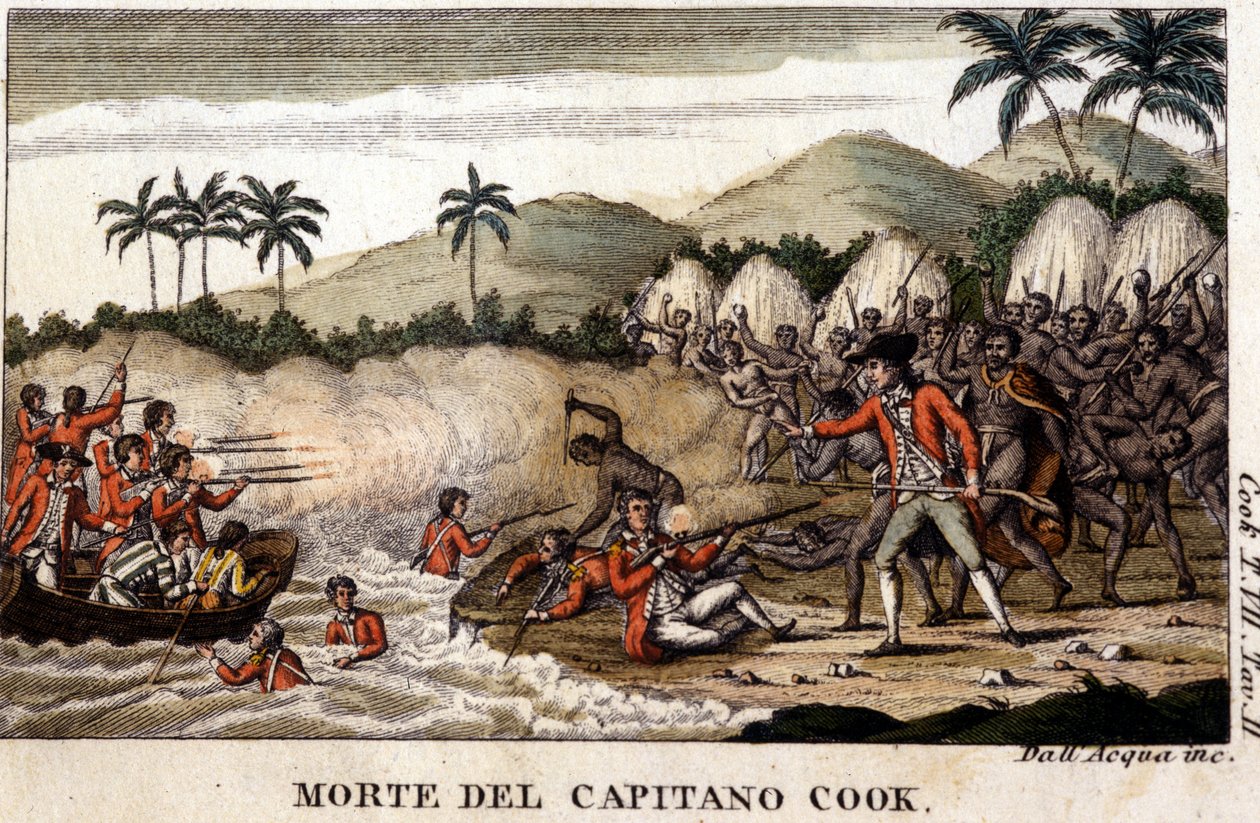 Kaptein Cooks død etter "Viaggi del Capitano-kokken"" Milano 1820 av Unknown artist