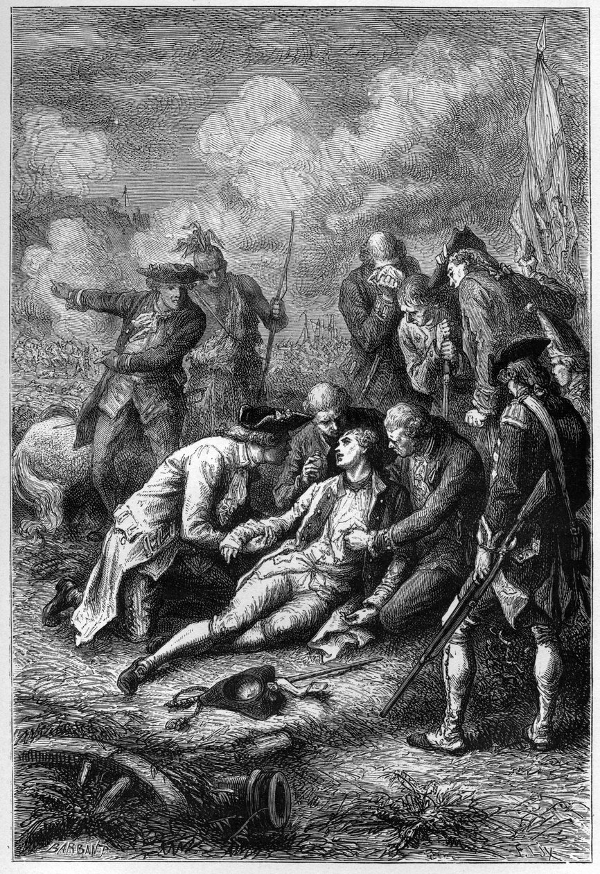 James Wolfes død (1727-1759) på Abrahamsslettene, Quebec av Unknown artist