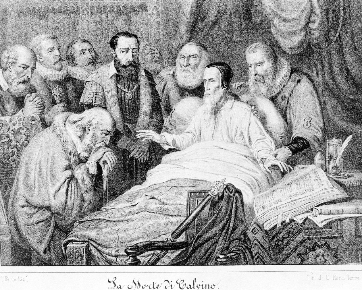 Jean Calvins død (1509 - 1564). av Unknown artist