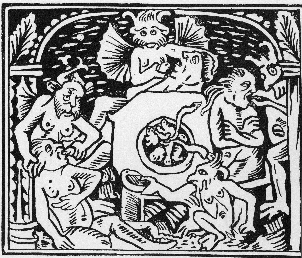 Djevlenes plager tvinger padder og slanger til fråtserne - "" Grand Calendrier et Compost des Bergers"", Lyon av Unknown artist