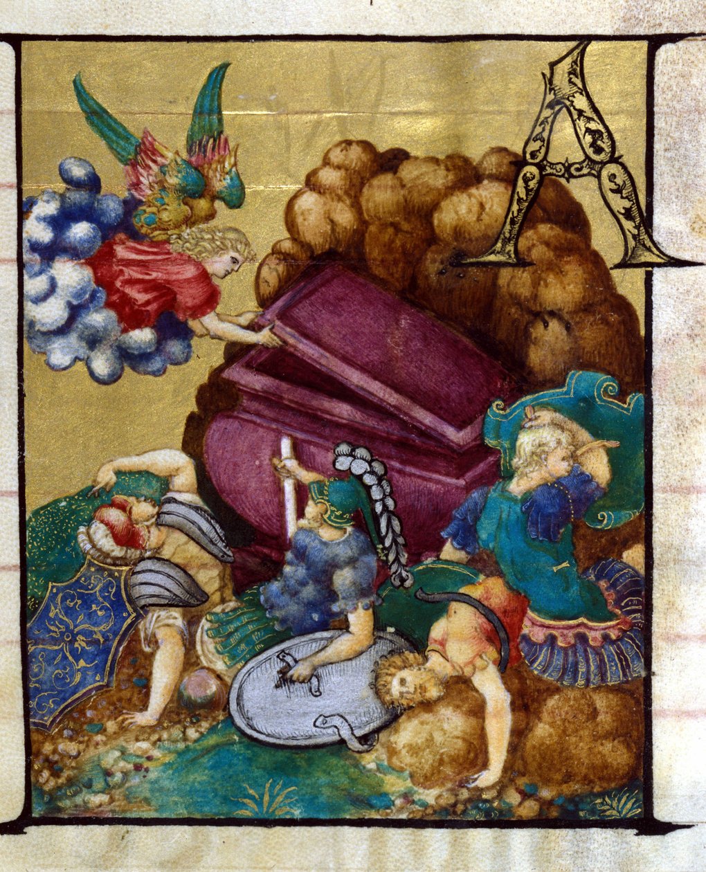 Den tomme graven. Miniatyr i et kor fra 1400-tallet, Church of the Crowned Virgin of Lodi. av Unknown artist