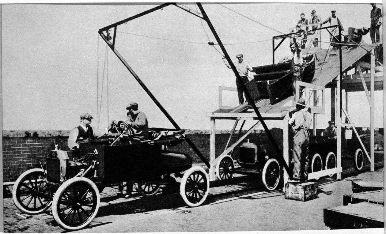 De første produksjonslinjene til Ford Motor Company, sent på 1800-tallet av Unknown artist