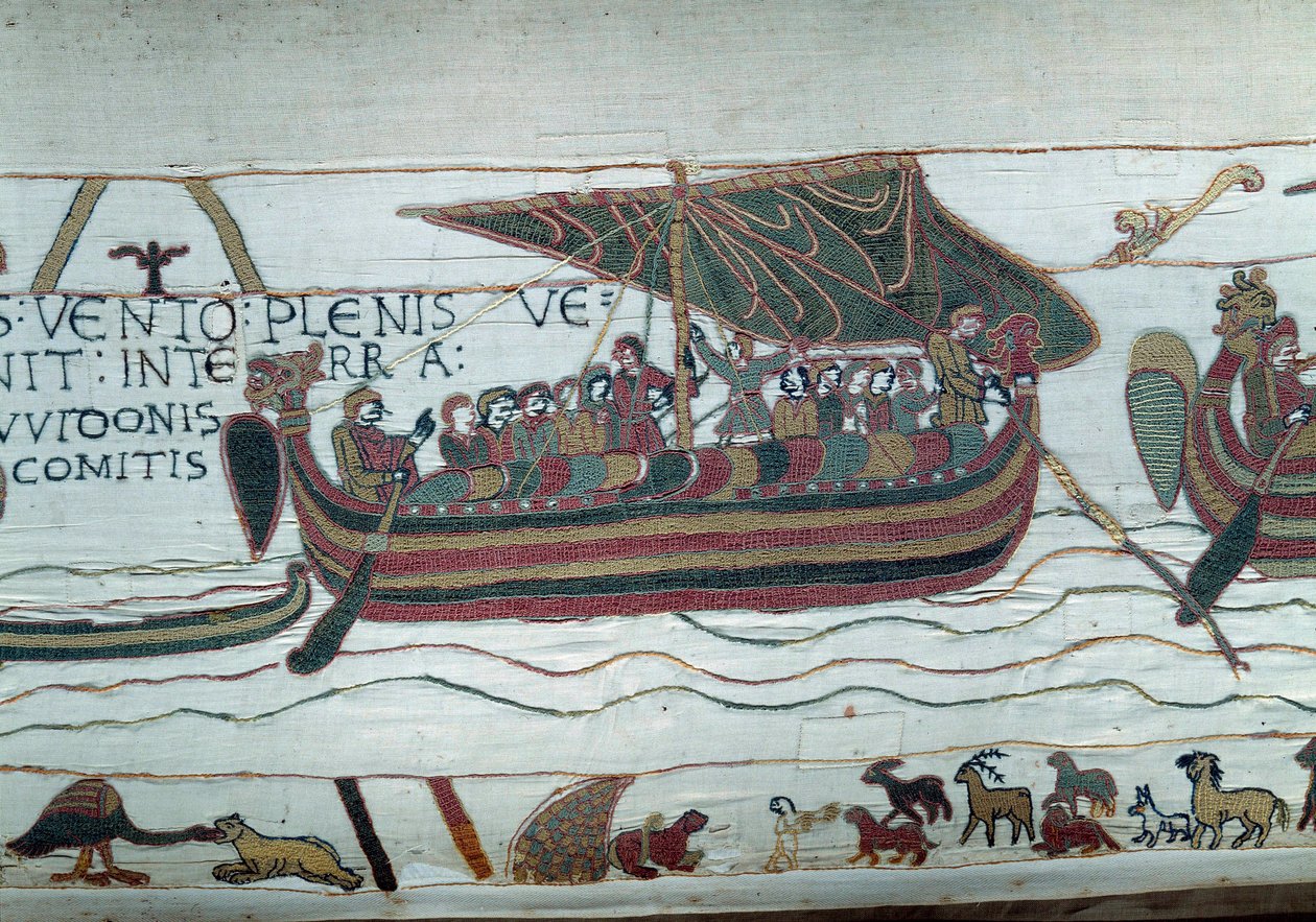 Flåten til Harold, som kom for å informere hertugen av Normandie Vilhelm Erobreren (1027-1087) om at han vil bli etterfølger til Englands krone ved døden til Edoaurd Bekjenneren, er fanget i stormen som kaster den på kysten. av grev Guy de P av Unknown artist