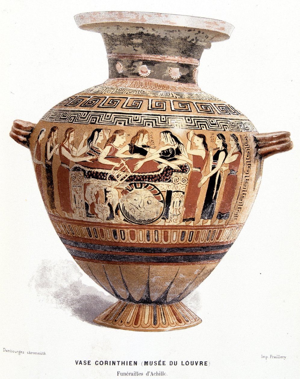 Begravelsen til Achilles - korintisk vase til Louvre-museet, i "Histoire des Greeks"" av Victor Duruy av Unknown artist