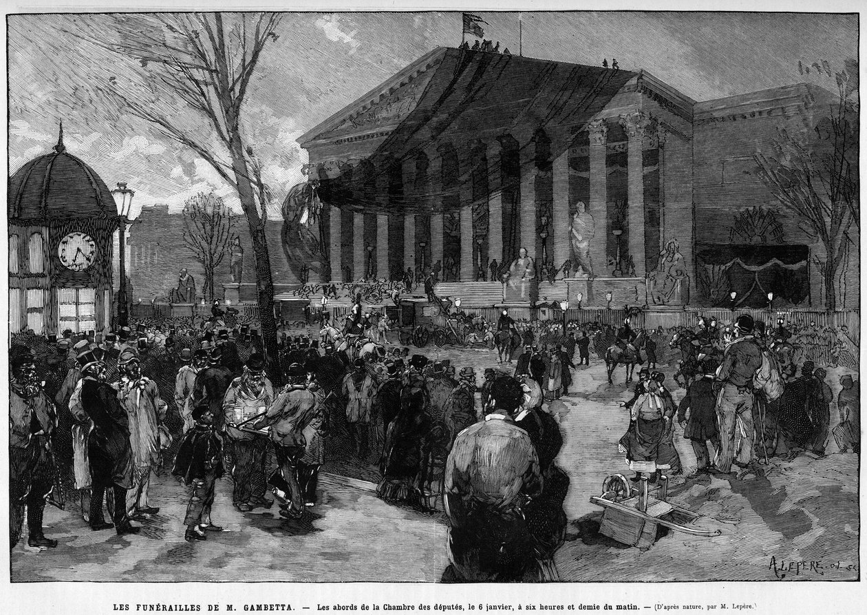 The funeral of Leon Gambetta: The vicinity of the House of Deputes, January 6 av Unknown artist