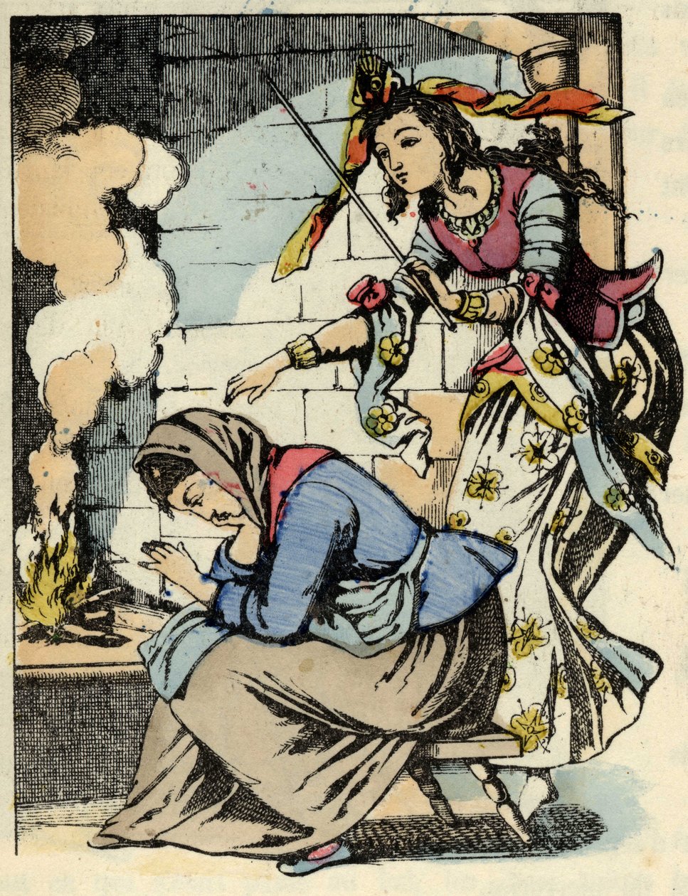 Den gode avgiften til Askepott og Askepott. Illustrasjon av Charles Perraults fortelling "Askepott eller La petite slipper de verre" av Unknown artist
