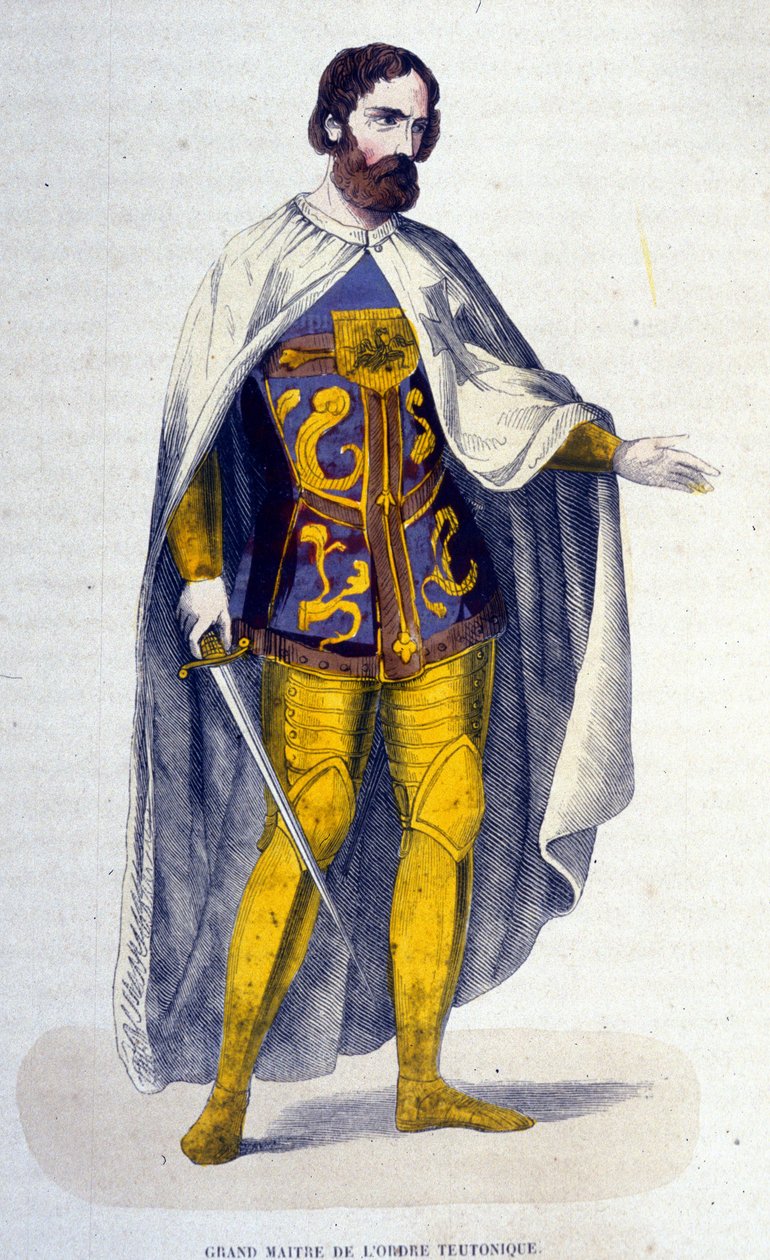 Den tyske ordens stormester, en ridderorden grunnlagt i 1128 og forsvant på 1500-tallet etter sekulariseringen. Gravering fra 1800-tallet. av Unknown artist