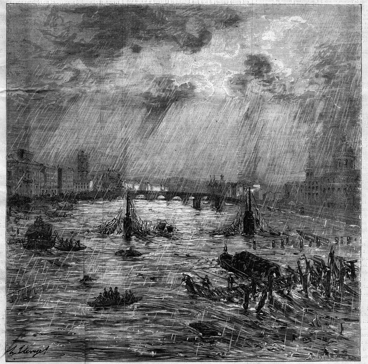 The great flooding of Toulouse on June 23 av Unknown artist