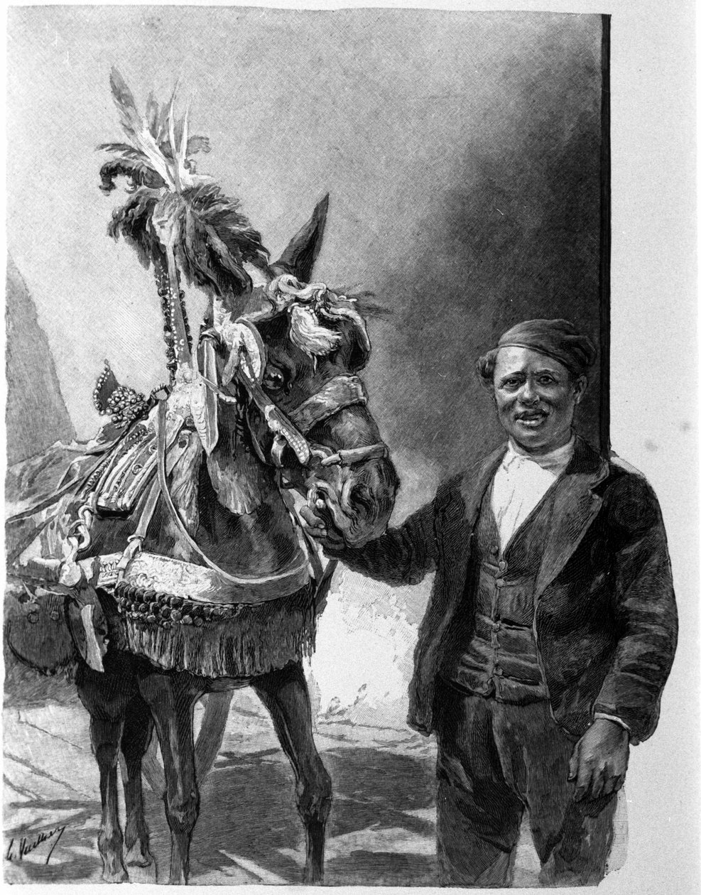 Selen til eselet fra de sicilianske tankene under tradisjonelle feiringer. Gravering av 1800-tallet av Unknown artist