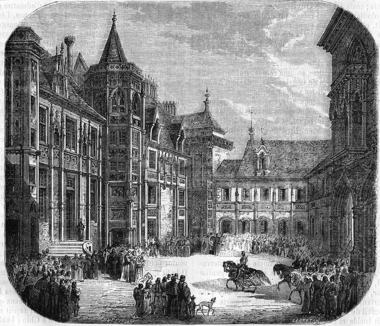 Huset til Jacques Coeur (ca. 1400-1456), sølvtoneren til kong Charles VII. Gravering av 1800-tallet. av Unknown artist
