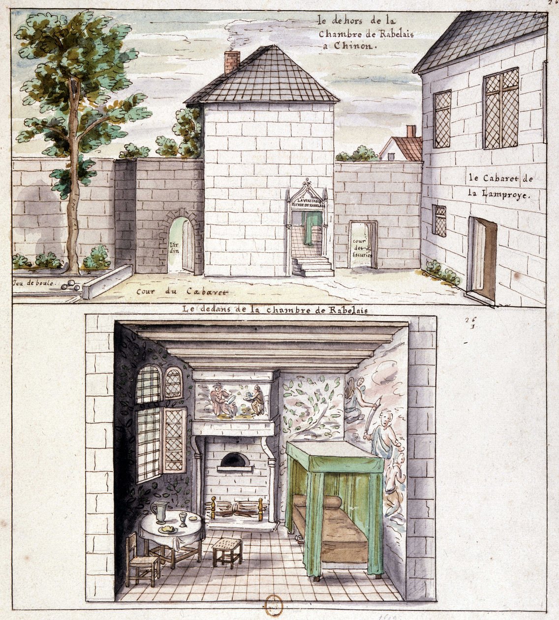 Huset til Rabelais i Chinon - akvarell av Unknown artist