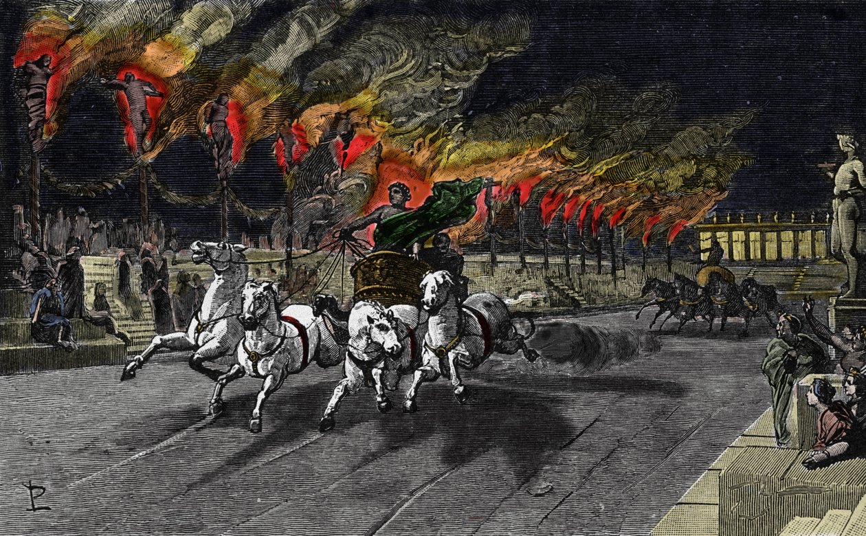 Den menneskelige fakkelen til Neron (37-68) i sirkuset. av Unknown artist