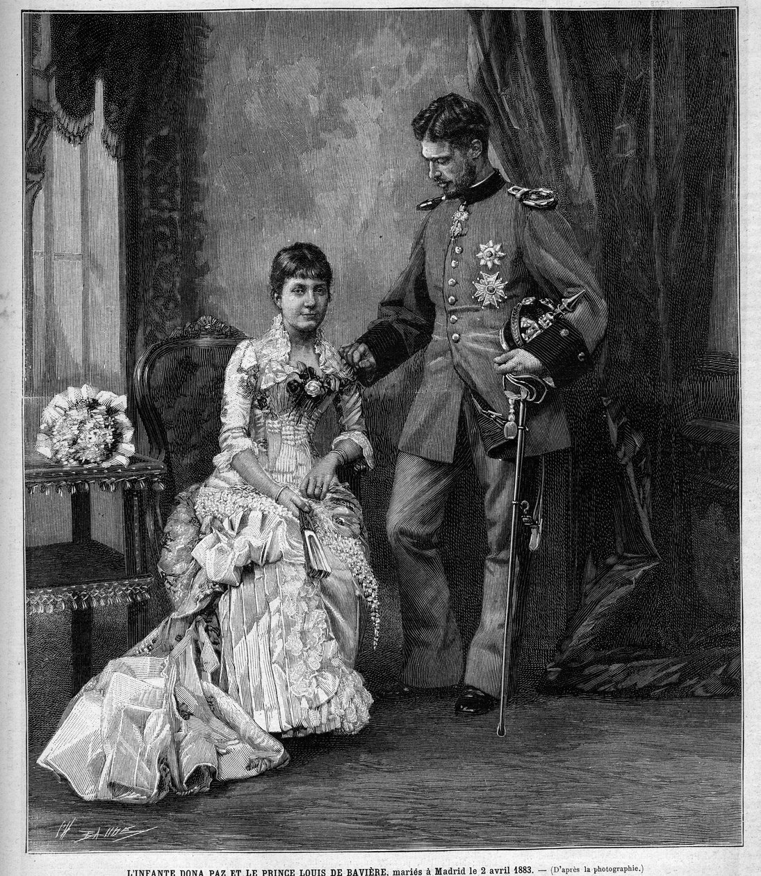 The infante of Spain Dona Maria de la Paz (1862-1946) and Prince Louis II of Baviere (Ludwig Otto Frederik Wilhelm von Wittelsbach av Unknown artist