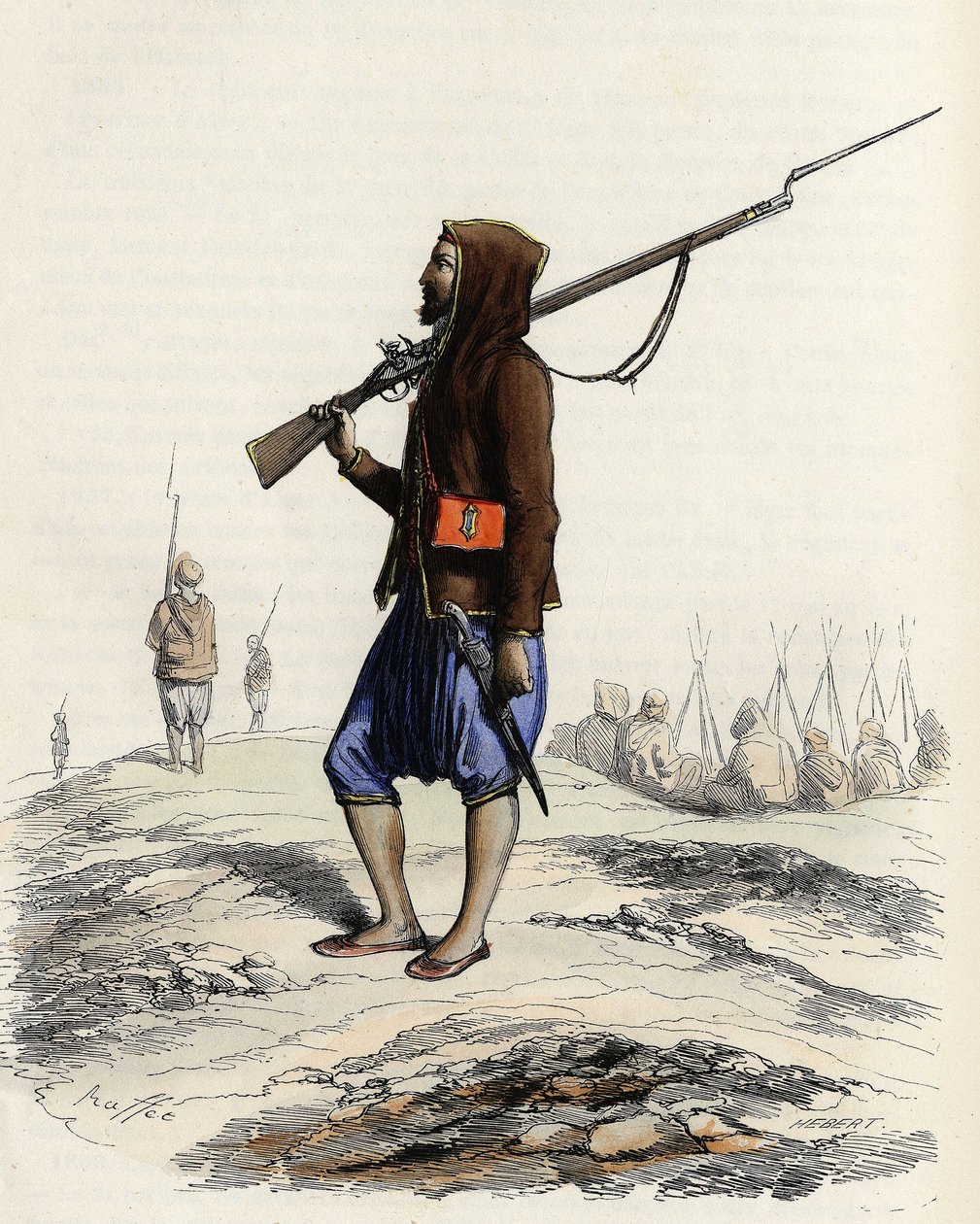 Infanteriet til Emir Abd-el-Kader gjorde motstand mot den franske hæren under Alger-ekspedisjonen i 1830. I "" L