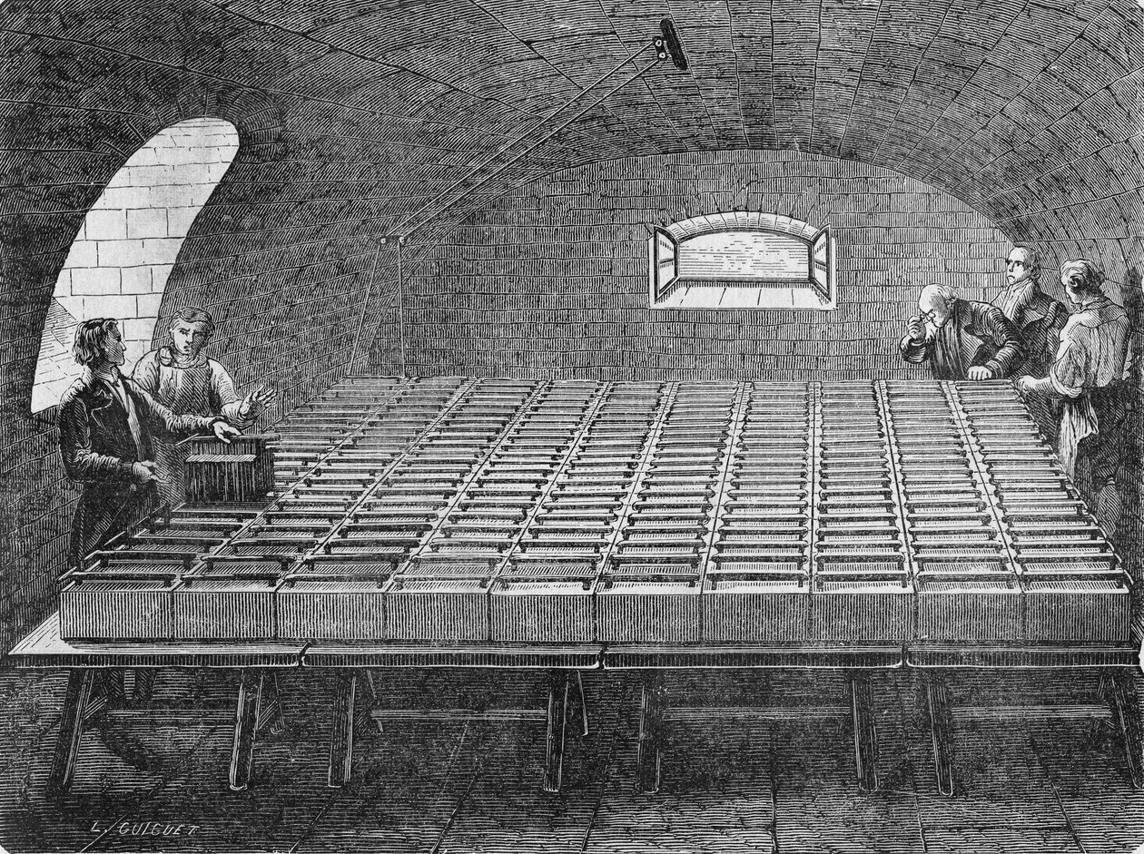 The large pile of Hyde Wollaston built for Humphry Davy in 1807. In” Album de la Science””, Éditions Jouvet av Unknown artist