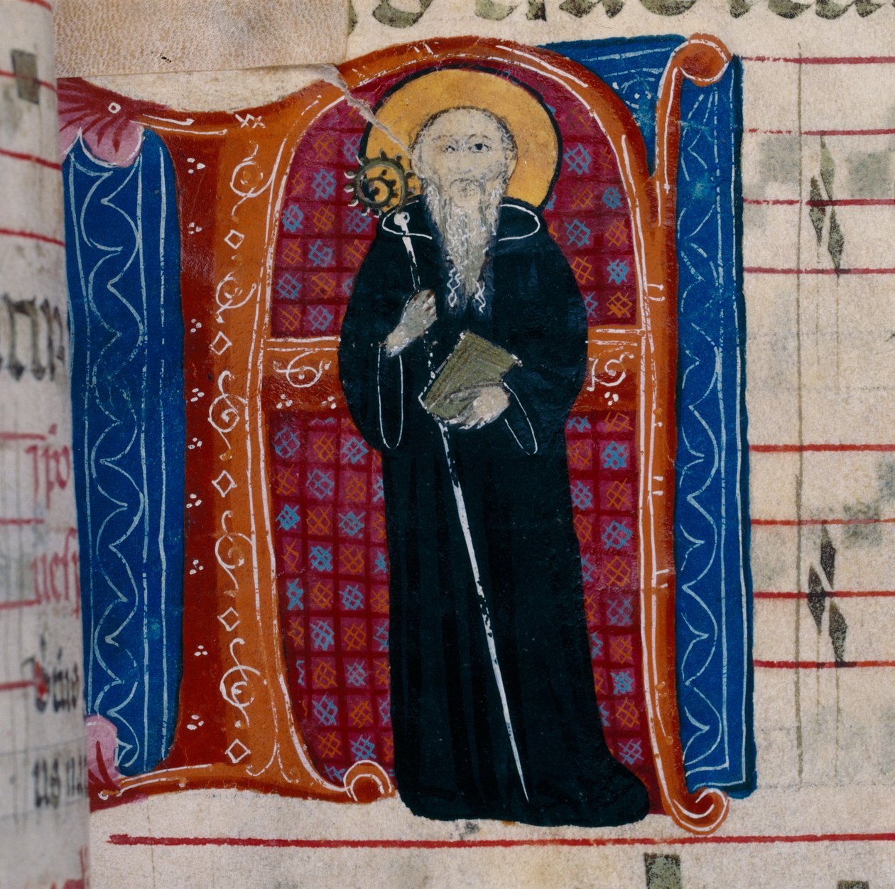 Bokstaven A med en skildring av St. Benedikt: f.70r av et Antifonarium av Unknown