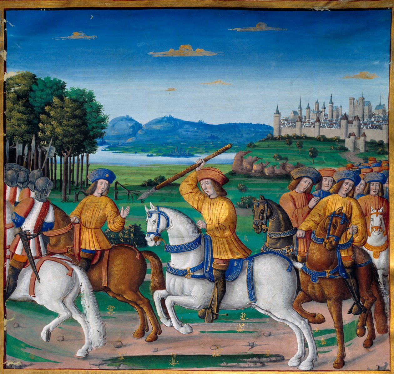 Galskapen til Karl VI (1368 - 1422). 5. august 1392, i Le Mans-skogen, begynte han å oppleve angrep av rasende galskap: Han skrek etter forræderi, angrep sin egen tropp og drepte fire mennesker. Chronicles of Enguerrand de Monstrelet (v. 1400 av Unknown artist