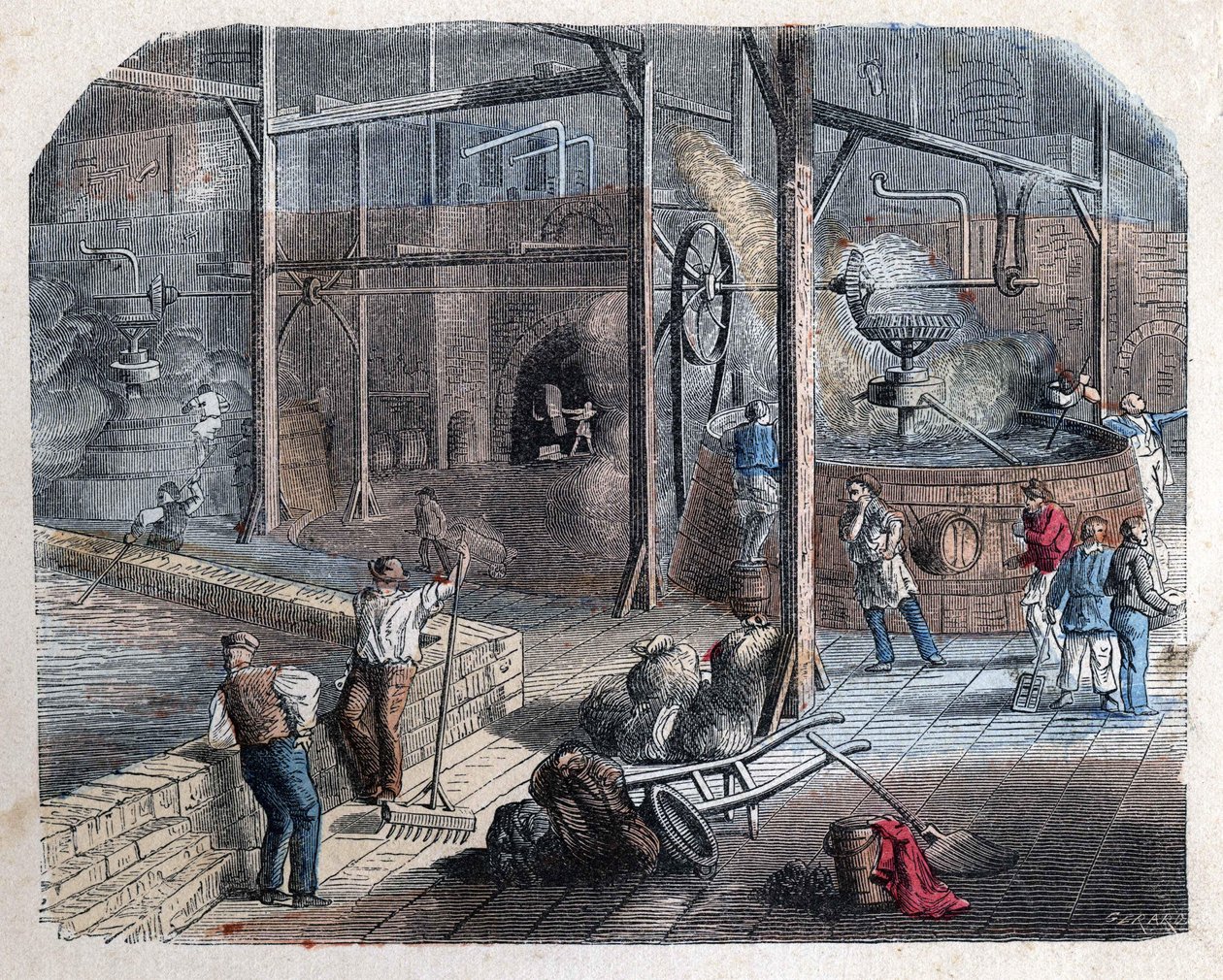 The manufacture of beer. 19th century illustration. Bianchetti collection. av Unknown artist