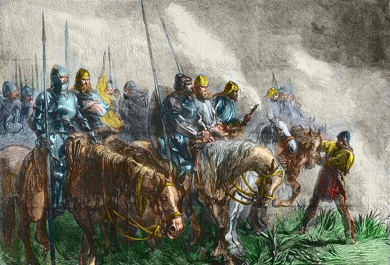 Morgenen for slaget ved Agincourt - 100 års krig: Slaget ved Azincourt (Pas-de-Calais) 25. oktober 1415 - Før slaget ved Azincourt - av Unknown artist