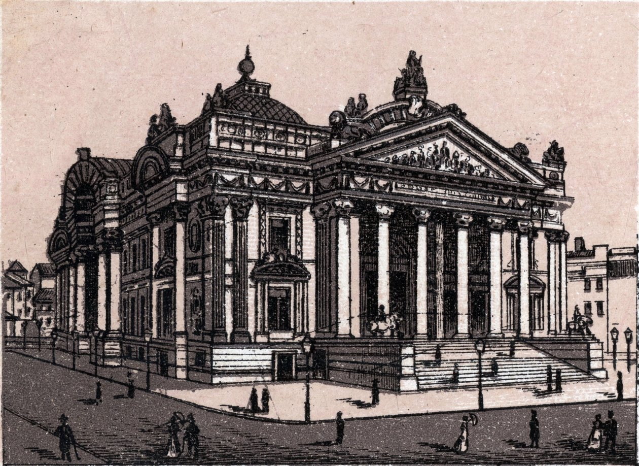 Den nye børsen i Brussel i Belgia i "Verden illustrerer 168 visninger"" Udatert (slutten av 1800-tallet) av Unknown artist