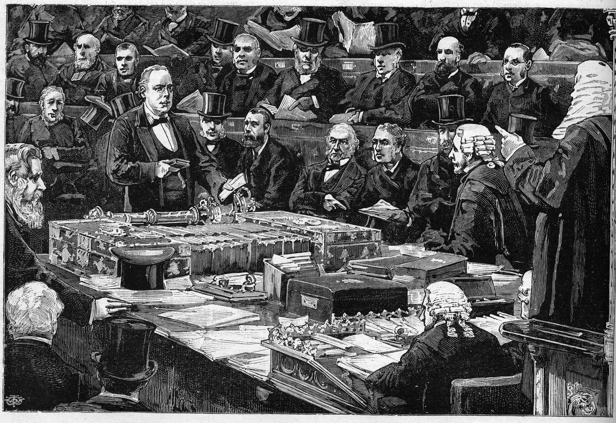 Eden til den engelske nestleder Charles Bradlaugh (1833-1891) til Underhuset 21. februar 1882, en militant for ateisme, nektet han å avlegge den tradisjonelle religiøse eden som er nødvendig for å okkupere setet hans i parlamentet. Han representerer her en av Unknown artist