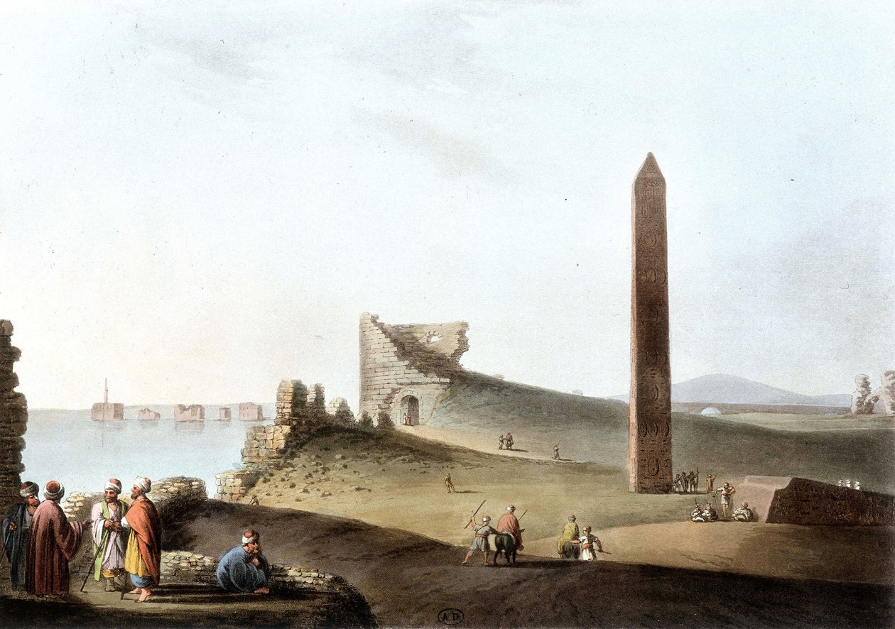 Obeliskene i Alexandria, kalt Cleopatras nåler - i "" Views in Egypt"" av Unknown artist