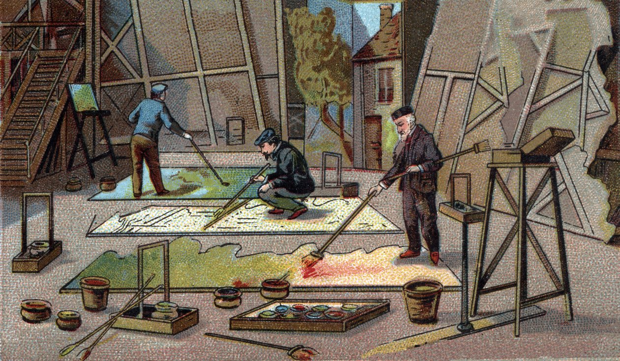 The painter decorator of theatres. Chromolithography of the late 19th century av Unknown artist