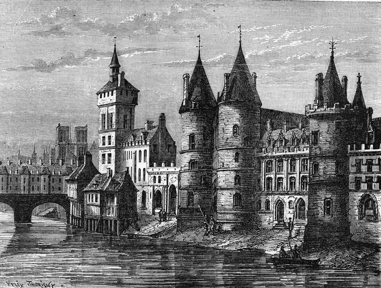 The palace of the city in Paris in the Middle Ages - in “Histoire de France”” by Henri Martin, sd. 19th century av Unknown artist