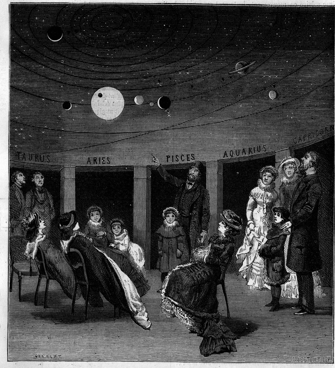 Planeten til N. Perini, italiensk astronom. Gravering i "La Nature: gjennomgang av vitenskapene og deres anvendelser på kunst og industri"" av 12. juni 1880. av Unknown artist