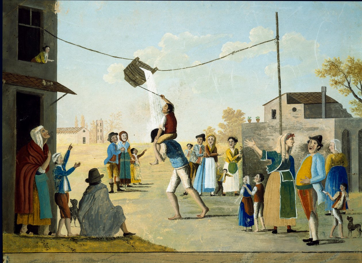 Det populære bøttespillet i Napoli Anonymous-maleri. Napoli Museo Nazionale di San Martino fra 1800-tallet av Unknown artist