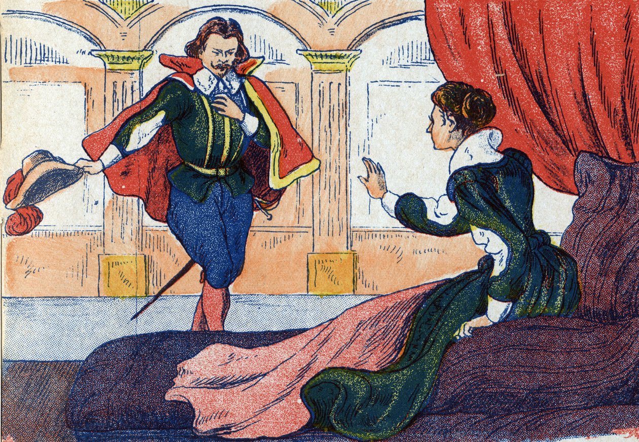 Prinsessen våkner. Illustrasjon for "La belle au bois dormant", fortelling av Charles Perrault (1628-1703), fransk forfatter. Anonym illustrasjon. Bilder Marcel Vagne, Jarville Nancy, udatert (slutten av 1800-tallet). av Unknown artist