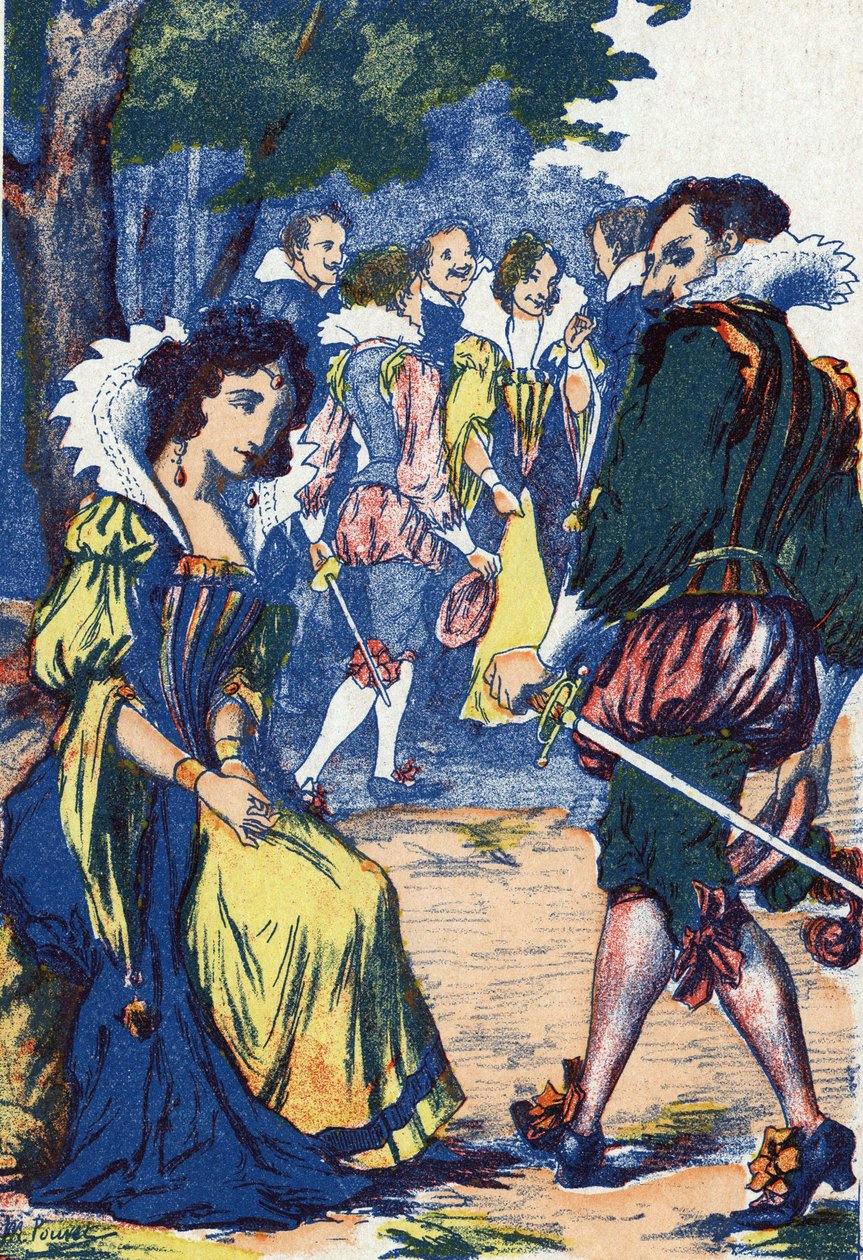 Prinsessens dårskap satte hoffmennene unna. Anonym illustrasjon for «Riquet à la houppe»», fortelling av Charles Perrault (1628-1703), fransk forfatter. Bilder Marcel Vagne, Jarville Nancy, udatert (slutten av 1800-tallet). av Unknown artist