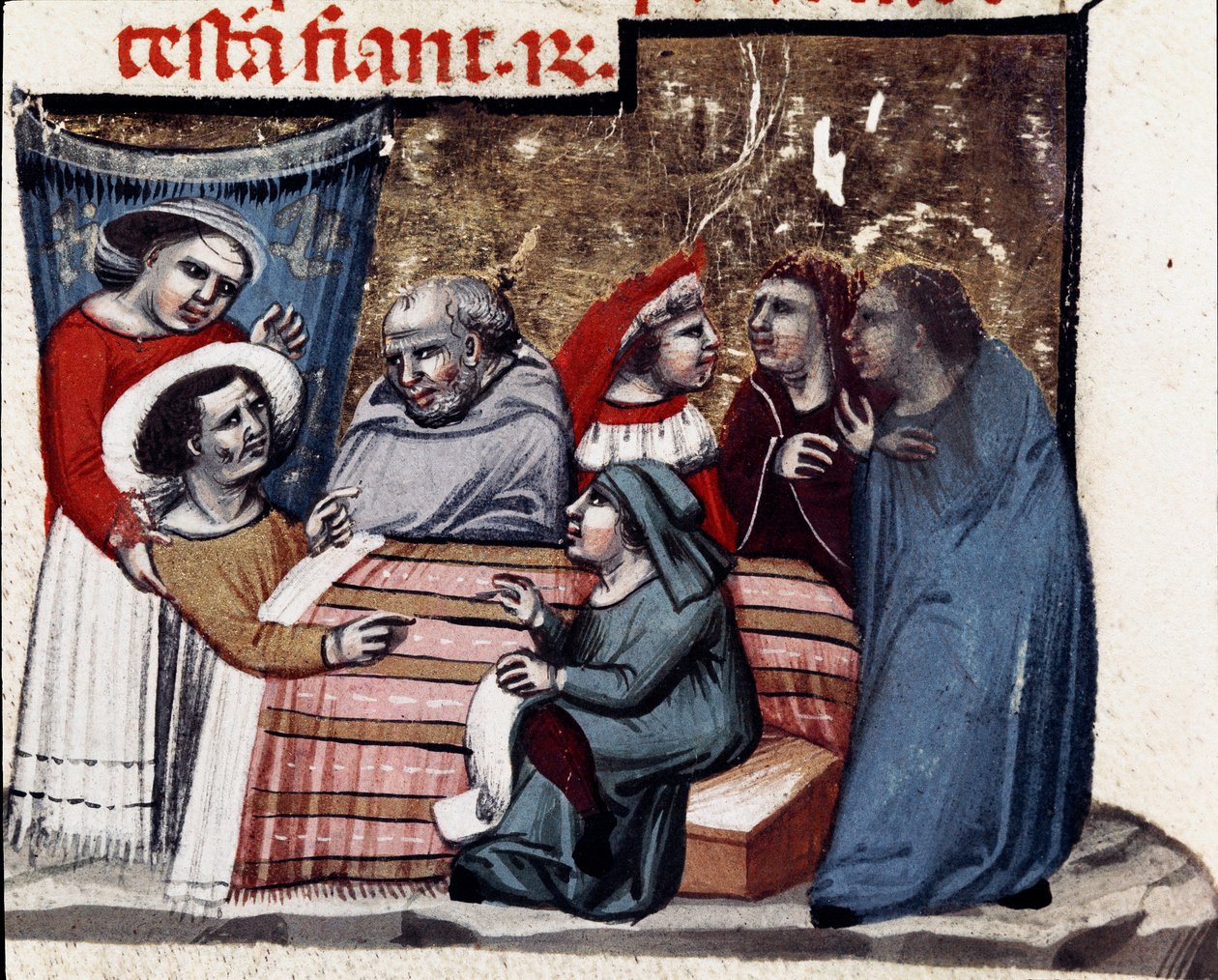 Gjentakelsen av testamentet ved sengen til den syke miniatyren fra Justinian Code (Codex Justinianus), en samling lover og institusjoner utgitt under den romerske keiseren Justinian I av Byzantium (483-565) av Unknown artist