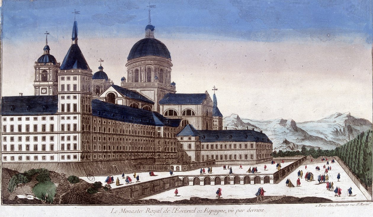 Det kongelige escurialklosteret (Escorial) i Spania, sett bakfra. av Unknown artist