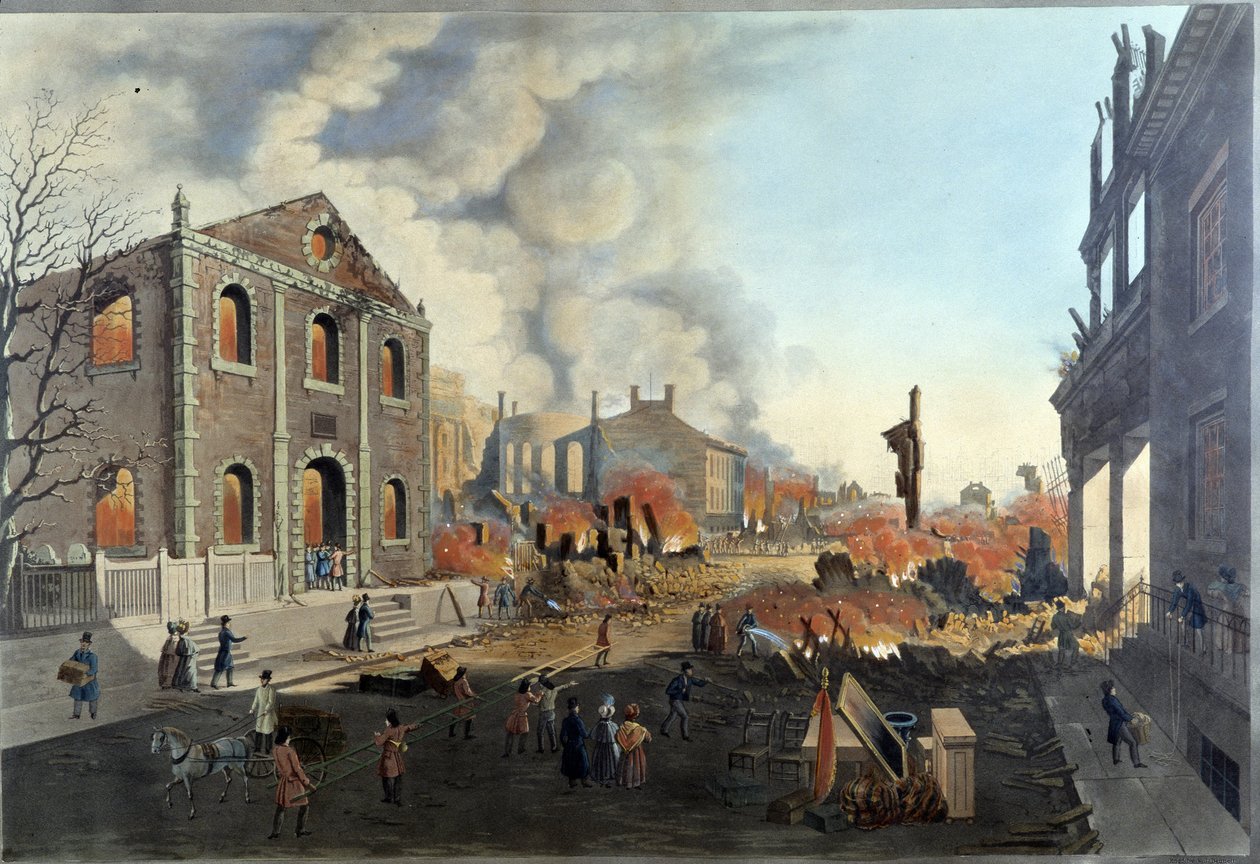 Ruinene etter den store New York-brannen 16.-17. desember av Unknown artist