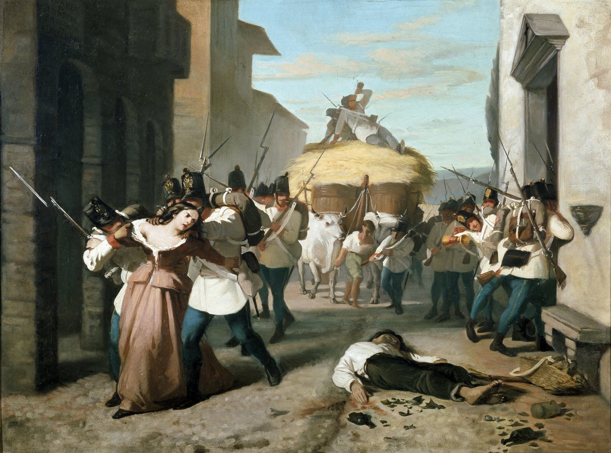 Plyndringen av Tortona av den fransk-piemonteiske hæren (maleri) av Unknown Artist