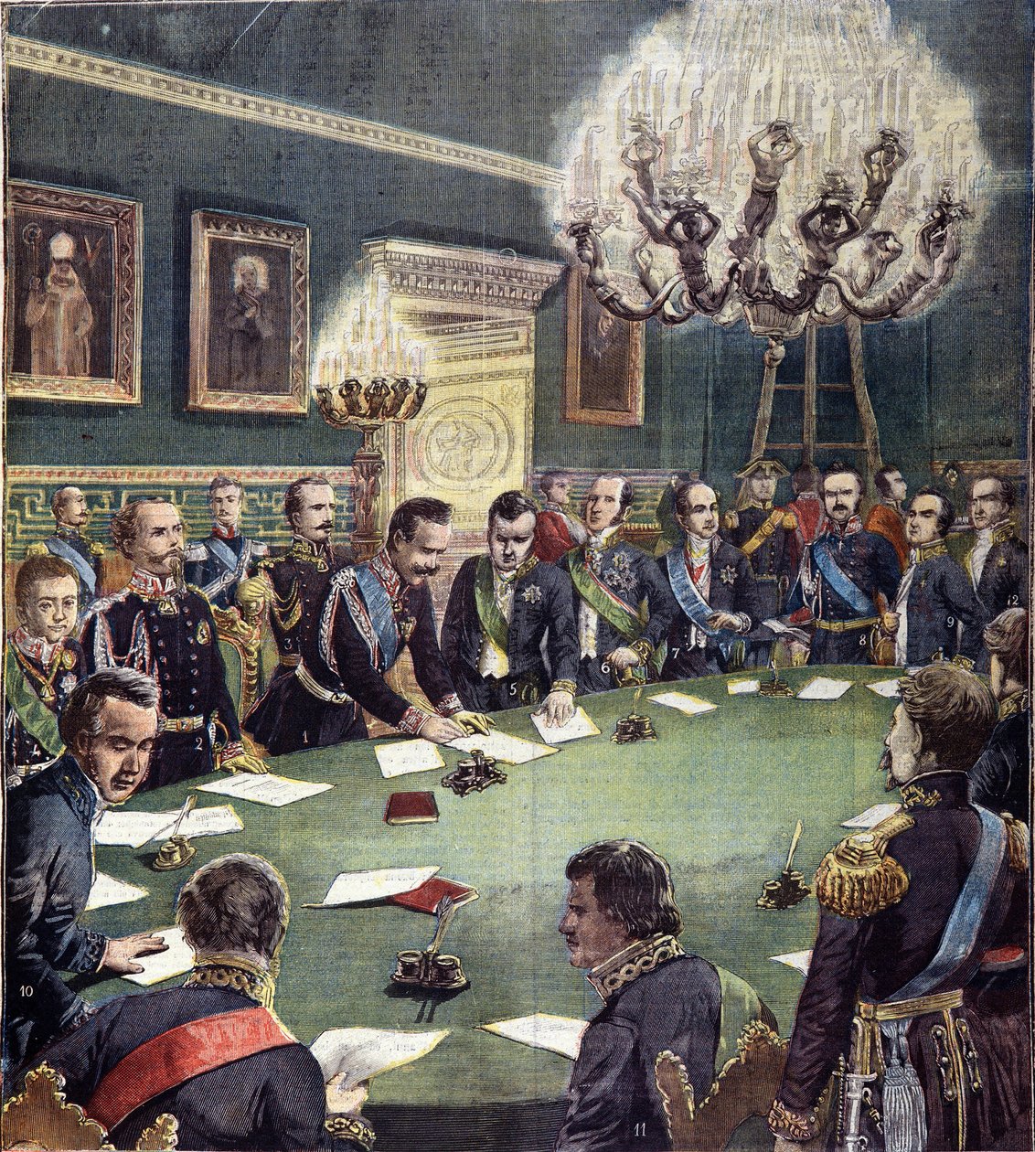 Underskriften av Charles Albert (Charles Albert), konge av Sardinia, av grunnstatutten for Monarchy of Savoy 07.02.1848, som ble vedtatt 4. mars 1848, kjent som Albertine-statutten eller Statuto Albertino. av Unknown artist