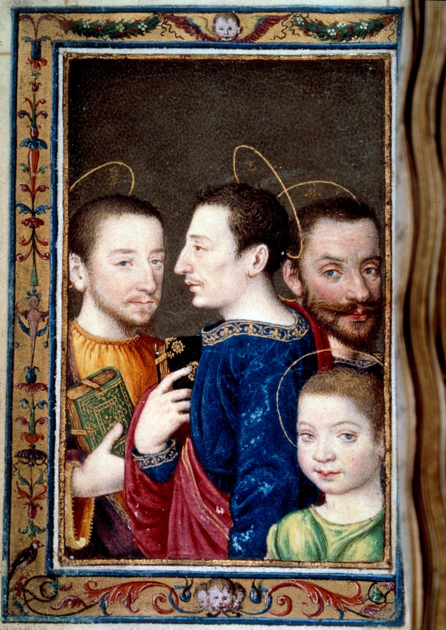 Sønnene til Francois I (1494-1547): Francois (1518-1536) Dolphin, Henry II (1519-1559) og Charles (1522-1545). Miniatyr i "" Timebok av Catherine de Medici"" (Catherine de Medici) av Unknown artist