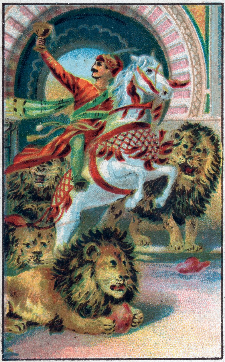 Kilden til løvene. Historien om prins Ahmed og avgiften Paris-Banou (Pari Banou) (Paribanu). Fortelling om 1001 netter (fortellinger om tusen og én natt). Kromolitografi fra slutten av 1800-tallet. av Unknown artist