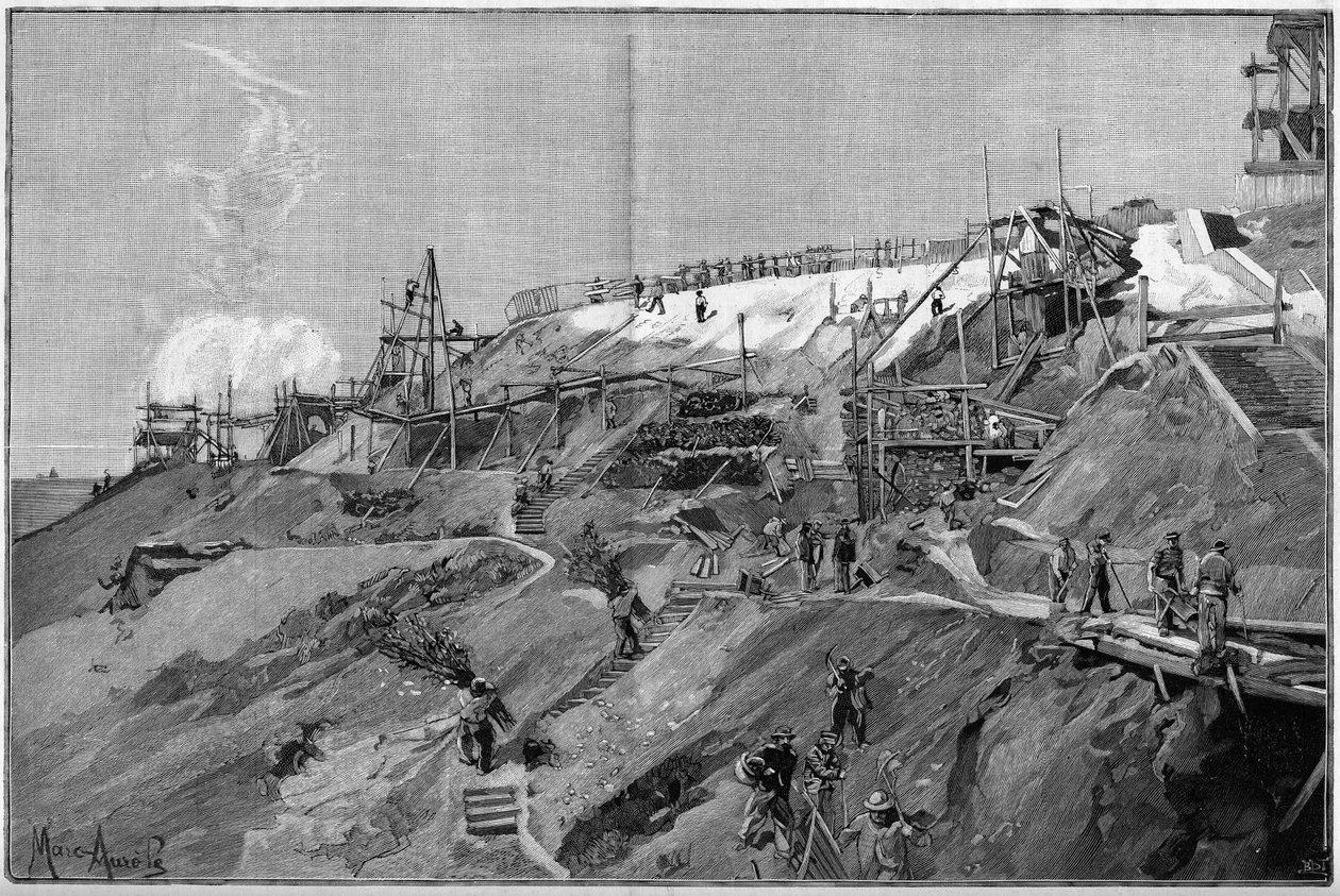 The south support works of Montmartre in Paris, in 1887. av Unknown artist