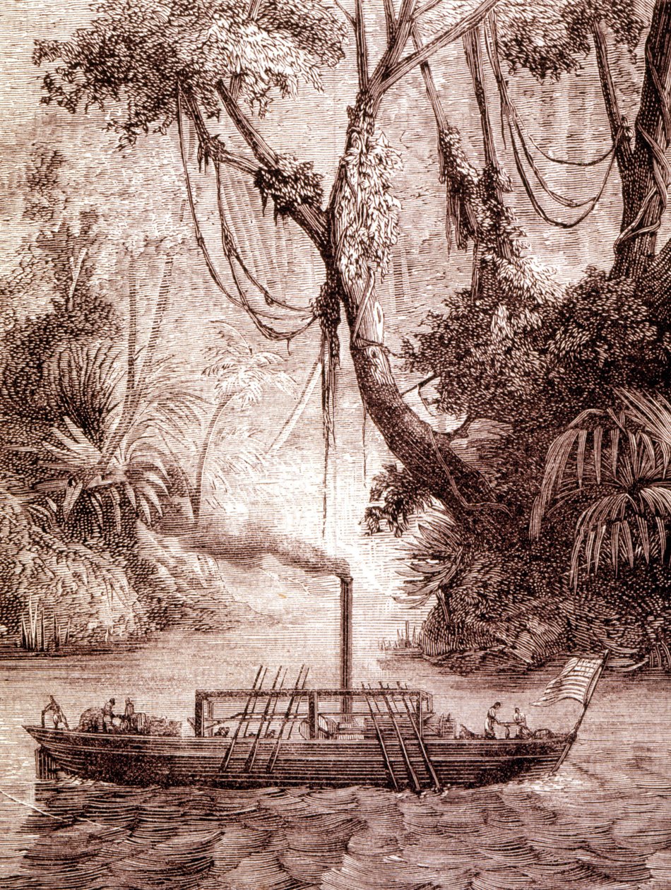 Dampbåten til John Fitch, amerikansk oppfinner, på Delaware-elven rundt 1791. av Unknown artist
