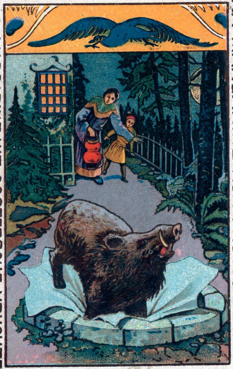 Det forferdelige villsvinet. Kinesisk fortelling. Kromolitografi fra slutten av 1800-tallet. av Unknown artist