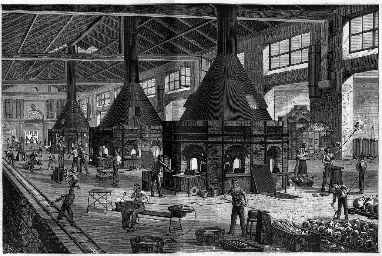 The whole glassware of MM Appert brothers, showing the work of the new process of blowing glass by air compresses. av Unknown artist