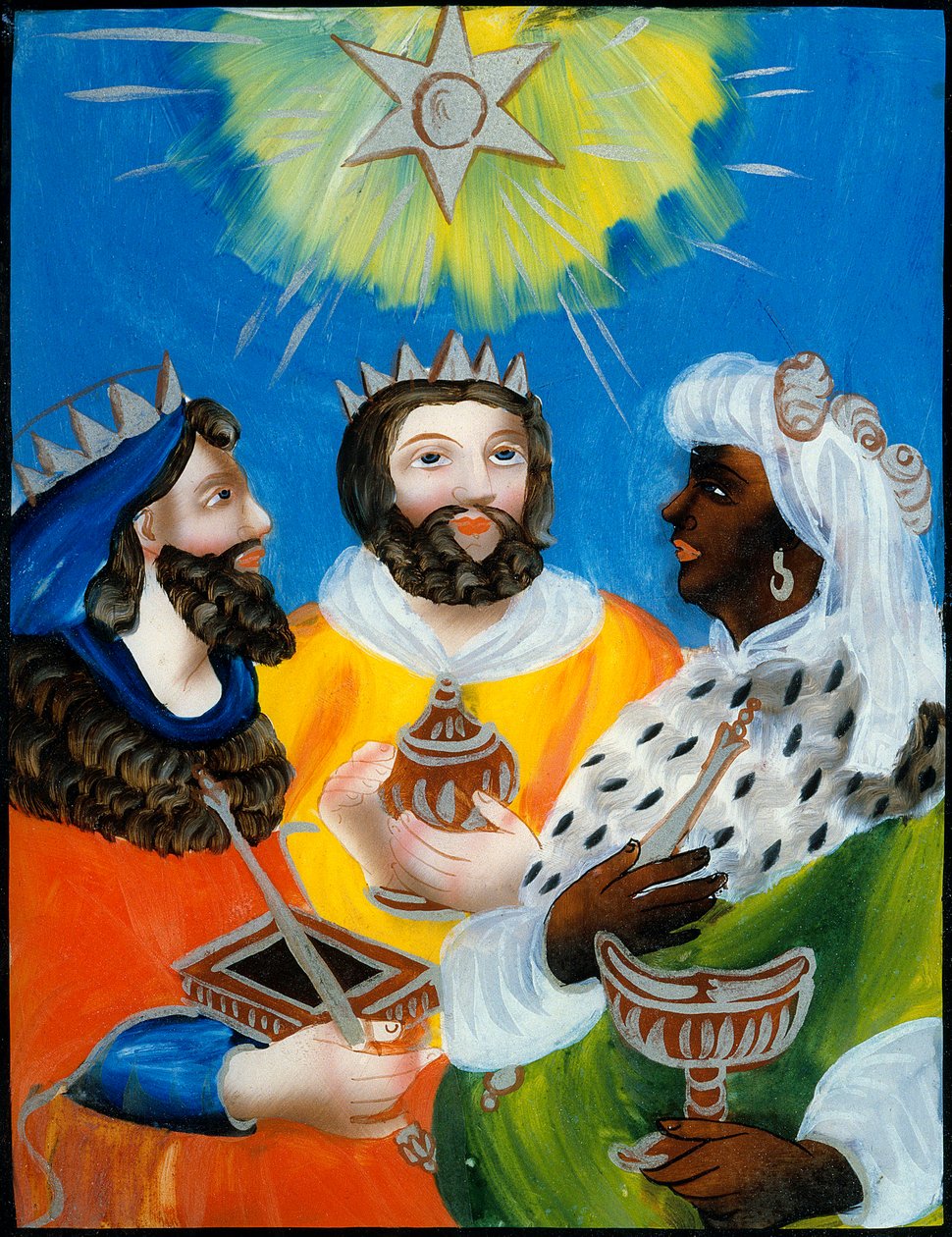 Vismennene Balthazar, Melchior, Gaspard Glassmaleri eller anonym fikset. 1800-tallet. Paris. Populært kunst- og tradisjonsmuseum av Unknown artist