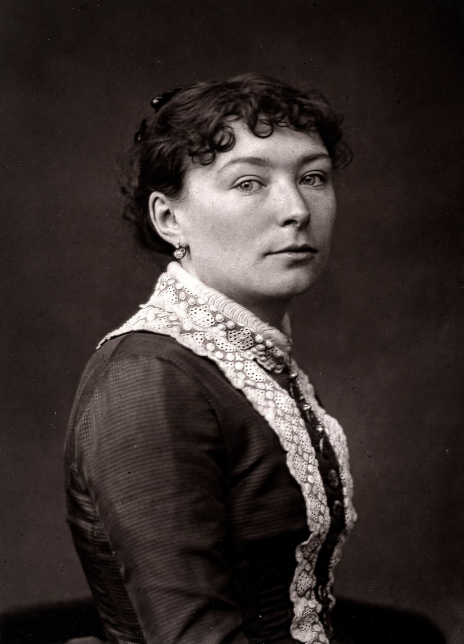 Den kvinnelige kunstneren Virginie-Elodie Demont-Breton portrettert i anledning Salongen i Paris i 1883 av Unknown