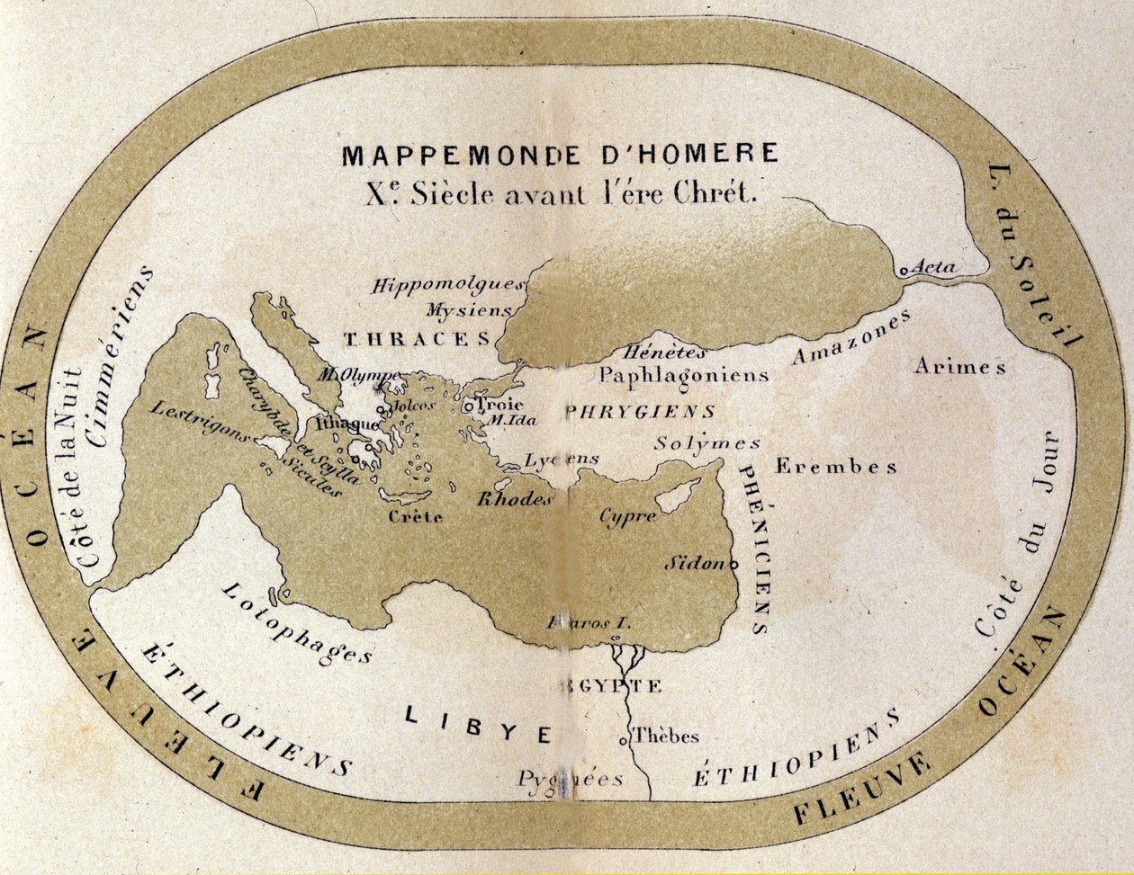 Verdenskartet til Homer. 9. århundre f.Kr. av Unknown artist
